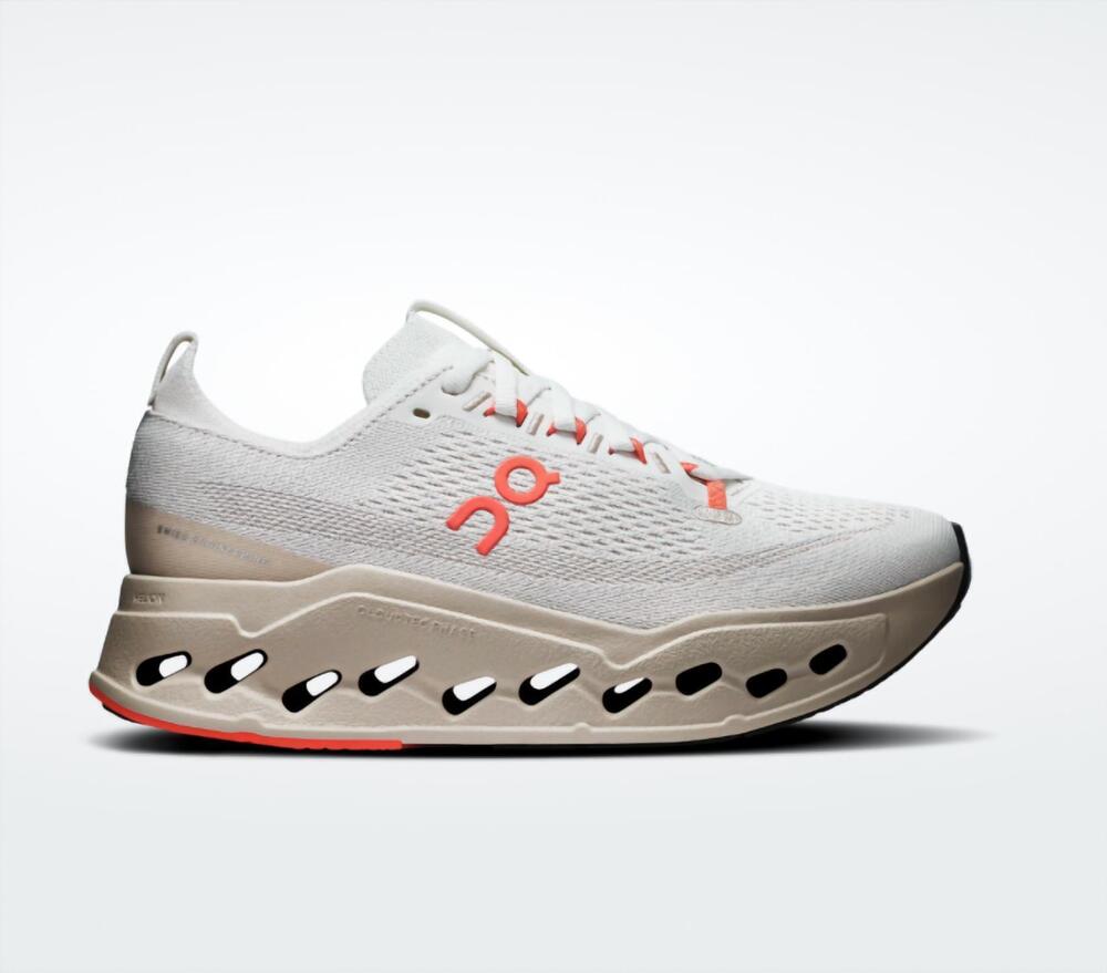 NEW ON women's cloudsurfer max running shoes in ivory salmon